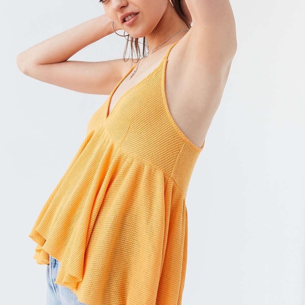 Urban outfitters lola thermal babydoll tank yellow XS